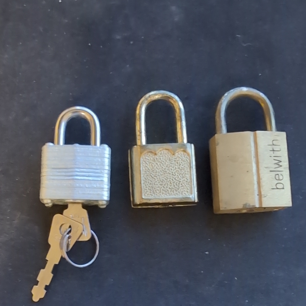 Three Mini Locks One With Key Others Missing The Key